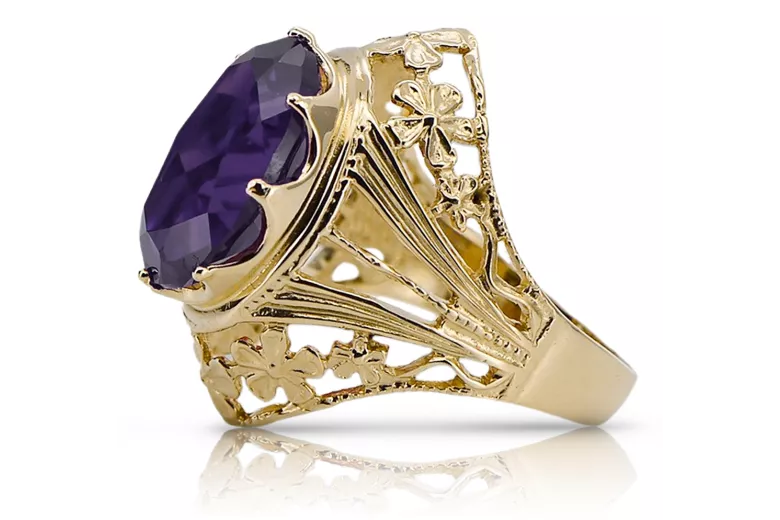 Anneau Alexandrite Or jaune 8 carats Vintage vrc031x-ax Art Deco Style soviétique russe URSS